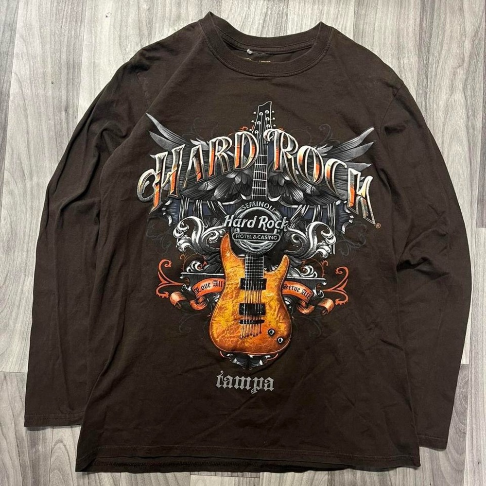 Hard Rock Cafe Dark Brown Long Sleeve Tee